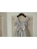 Chiffon Straps Silver Sequin Gray Tulle Dreamy Flower Girl Dress